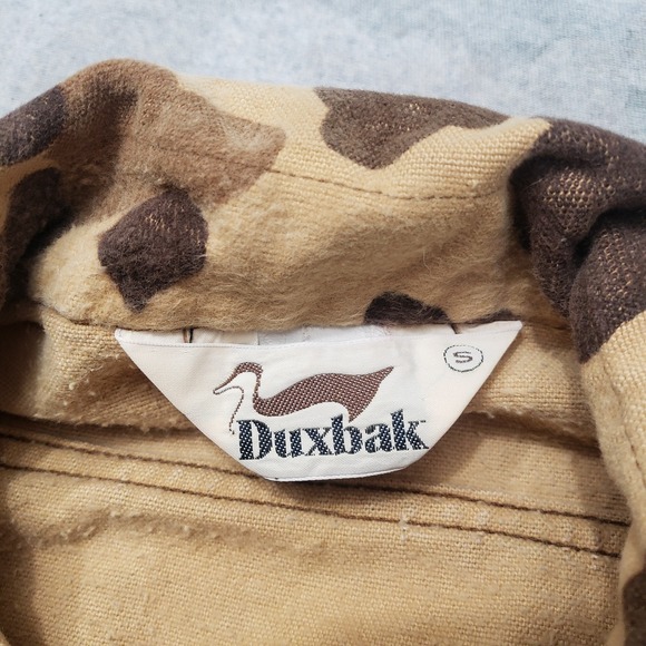 Vintage Duxbak Shirt Mens Small Tan Duck Camo Long Sleeve Button Hunting - Picture 7 of 13